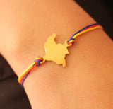 Pulsera unisex mapa de Colombia dorado