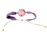 Pulsera medallón pequeño de flores naturales