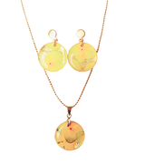 Set aretes y collar con medallones de flores naturales