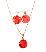 Set aretes y collar con medallones de flores naturales