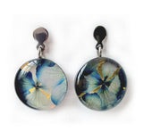 Aretes Resina con Flores herraje plateado