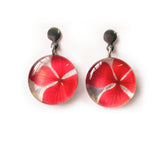 Aretes Resina con Flores herraje plateado