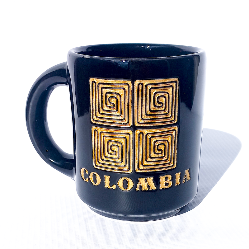 Mug Colombia con diseño dorado