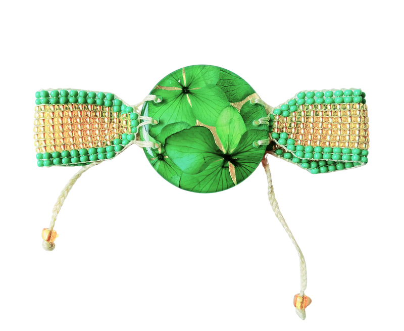 Pulsera medallón grande de flores naturales